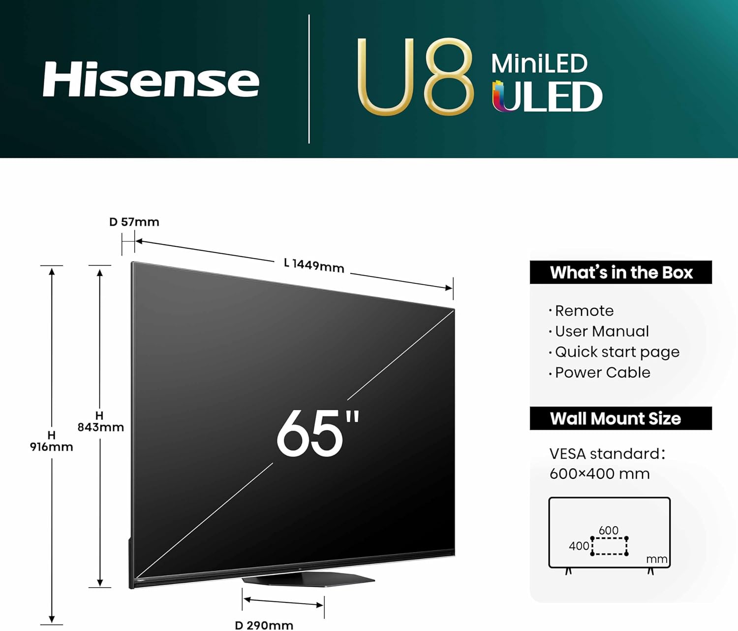 Hisense 65" 65U8NQTUK Mini-LED Smart TV – Stunning 4K Picture & Immersive Sound - Image 3